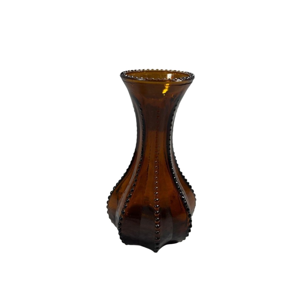 Vintage Bud Vase Hobnail Pattern Amber